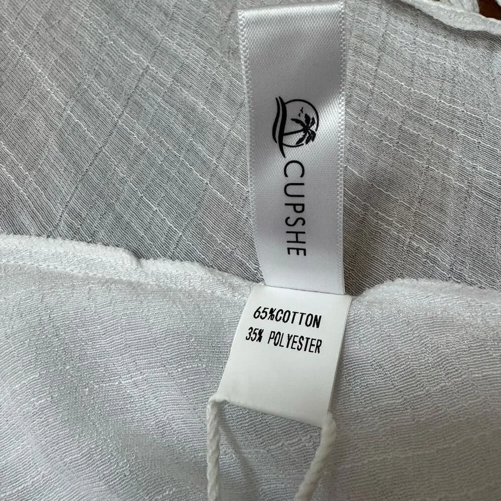 NWT Cupshe white fringed gauze swim coverup - OS